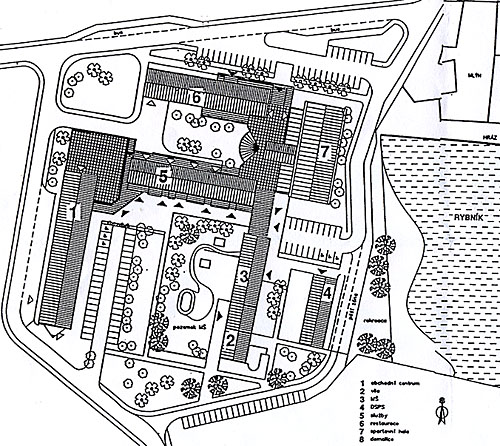 Architektonický návrh nového centra obce Květnice z roku 2003