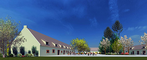 Architektonický návrh přestavby statku představený Květnickými sdruženími v roce 2009