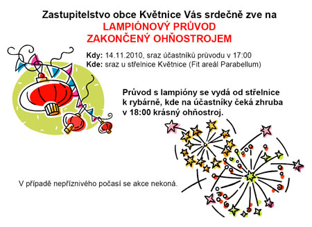 ZOK vás s dětmi zve na nedělní lampionový průvod s ohňostrojem