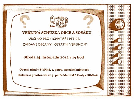 Pozvánka na schůzku vedení obce Sibřina s o.s. SOSák 14.11.2012